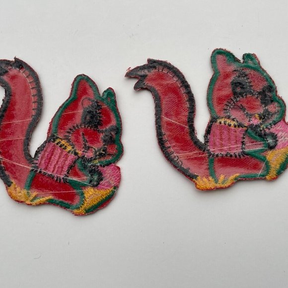 Squirrel Iron On Patches for Craft Cloth Red Embroidery Patches Lot of 2 - Picture 7 of 7